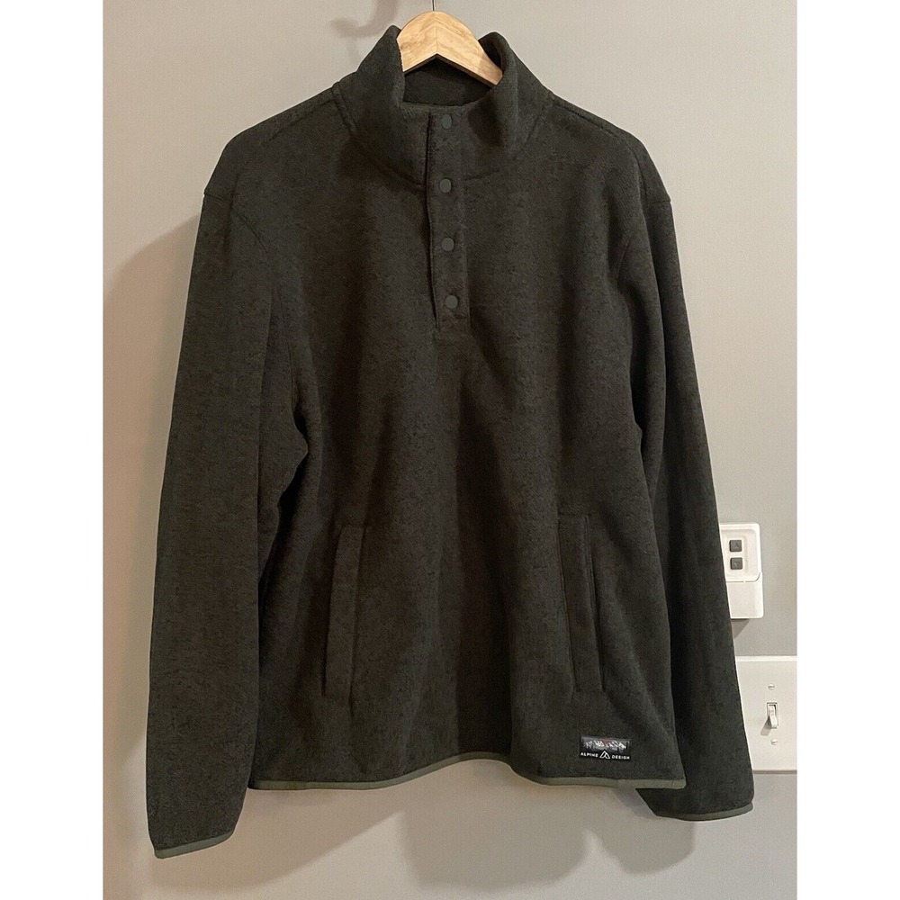Alpine Design Sweater Snap Fleece Pullover Pockets Mock Neck Mens Medium New